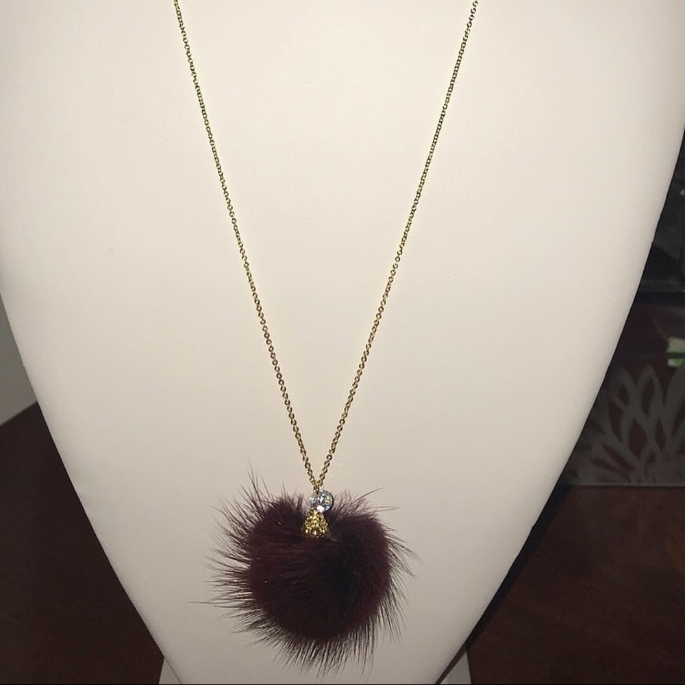 Fur pom necklace